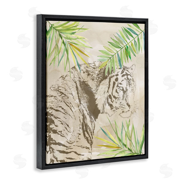 Stupell Industries Carol Robinson | Tiger Impression & Palms Wall Art