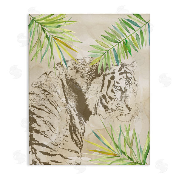 stupell industries Carol Robinson | Tiger Impression & Palms Wall Art