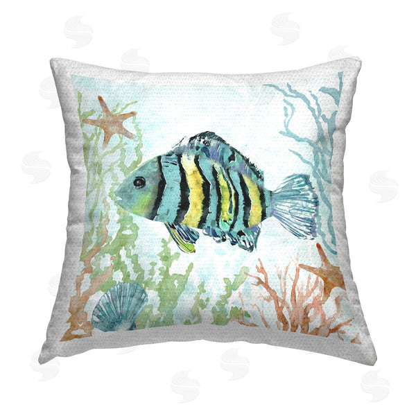 Stupell Industries Carol Robinson | Tropical Fish Swimming Printed Throw Pillow
