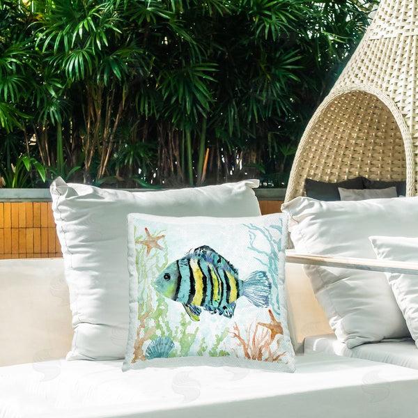 Stupell Industries Carol Robinson | Tropical Fish Swimming Printed Throw Pillow