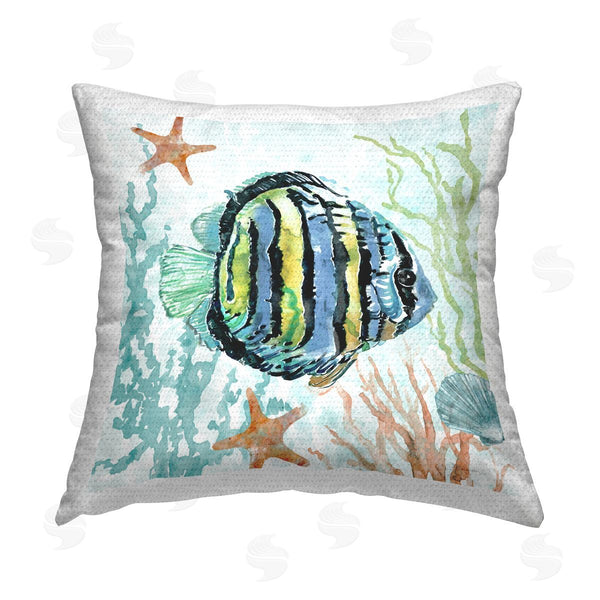 Stupell Industries Carol Robinson | Tropical Striped Fish Printed Throw Pillow