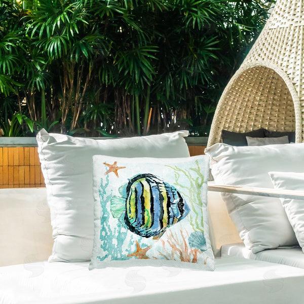 Stupell Industries Carol Robinson | Tropical Striped Fish Printed Throw Pillow