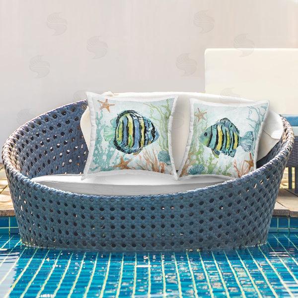 Stupell Industries Carol Robinson | Tropical Striped Fish Underwater Printed Throw Pillow Set