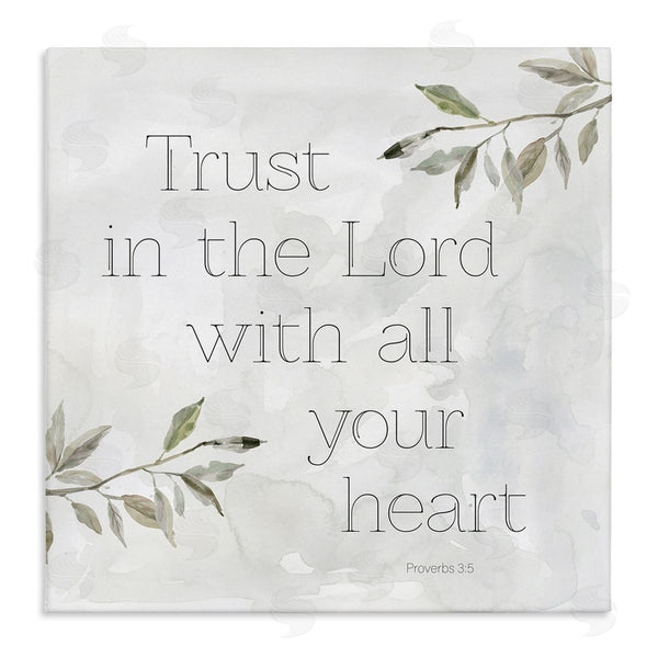 stupell industries Carol Robinson | Trust The Lord Spiritual Phrase Botanical Leaves Wall Art