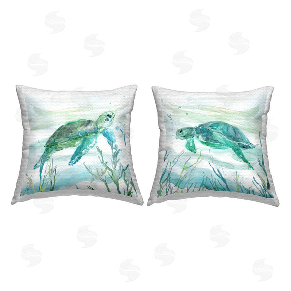 Stupell Industries Carol Robinson | Underwater Turtles Swimming Printed Throw Pillow Set