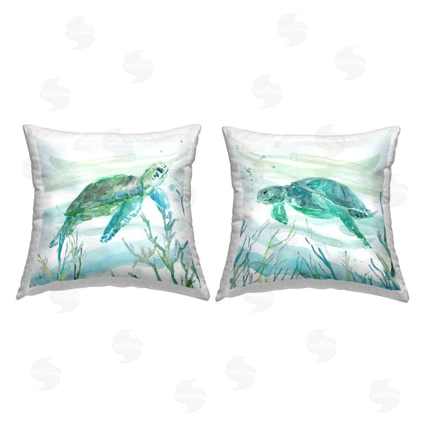 stupell industries Carol Robinson | Underwater Turtles Swimming Printed Throw Pillow Set