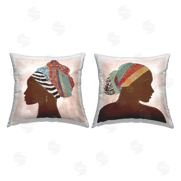 Stupell Industries Carol Robinson | Unique African Portraits Printed Throw Pillow Set