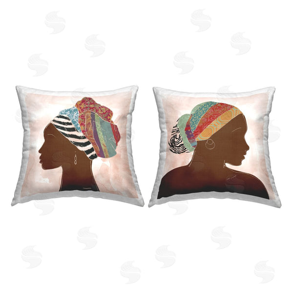 stupell industries Carol Robinson | Unique African Portraits Printed Throw Pillow Set