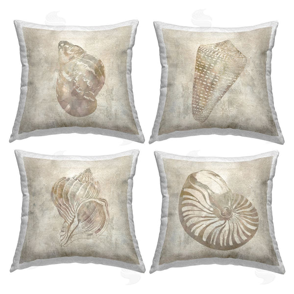 Stupell Industries Carol Robinson | Vintage Nautilus Seashells Printed Throw Pillow Set