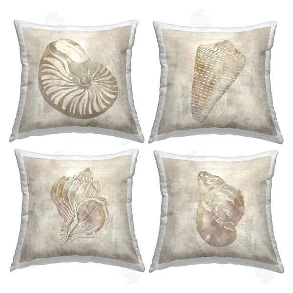 stupell industries Carol Robinson | Vintage Nautilus Seashells Printed Throw Pillow Set