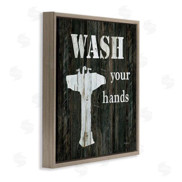 Stupell Industries Carol Robinson | Wash Your Hands Phrase Rustic Bathroom Sink Wall Art