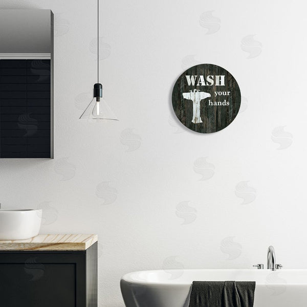 Stupell Industries Carol Robinson | Wash Your Hands Phrase Rustic Bathroom Sink Wall Art