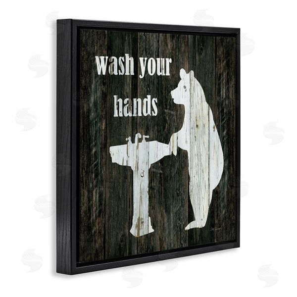 Stupell Industries Carol Robinson | Wash Your Hands Rustic Bathroom Wilderness Bear Sink Wall Art