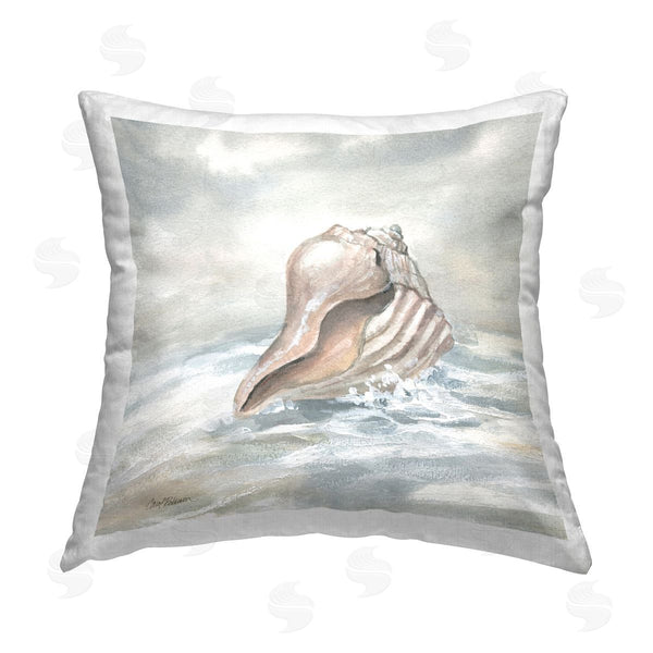stupell industries Carol Robinson | Washed Ashore Conch Printed Throw Pillow