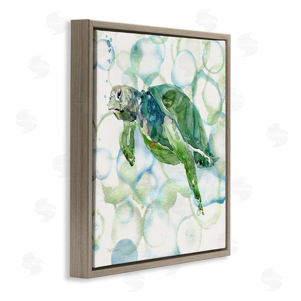Stupell Industries Carol Robinson | Watercolor Sea Turtle Swimming Ocean Water Bubbles Wall Art