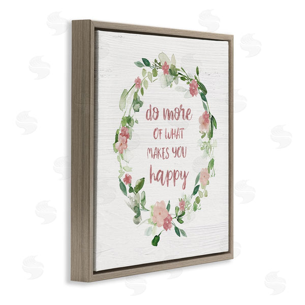 Stupell Industries Carol Robinson | What Makes You Happy Motivational Phrase Pink Flowers Wall Art