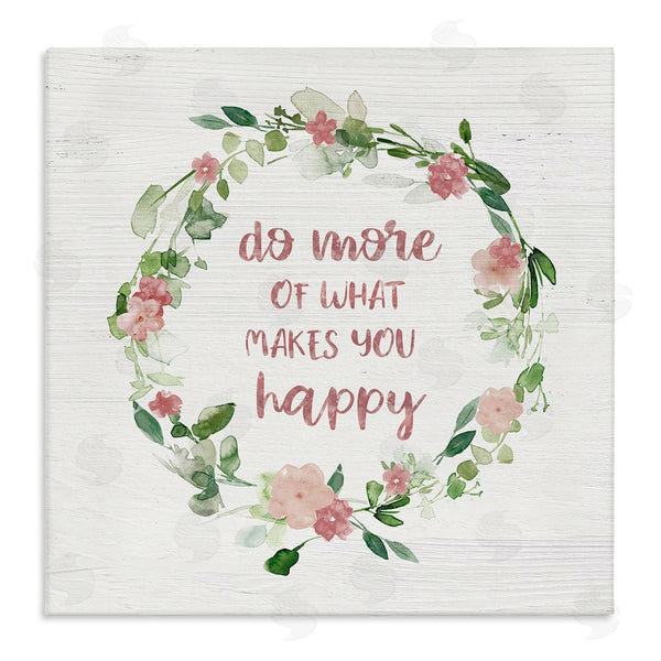 stupell industries Carol Robinson | What Makes You Happy Motivational Phrase Pink Flowers Wall Art