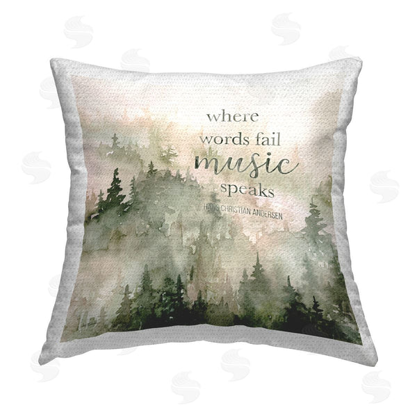 Stupell Industries Carol Robinson | Where Words Fail Sentiment Printed Throw Pillow