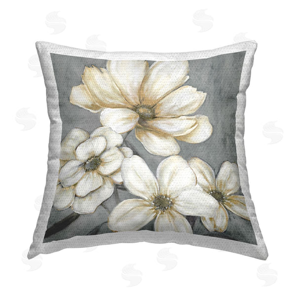 Stupell Industries Carol Robinson | White Garden Glow Buds Printed Throw Pillow
