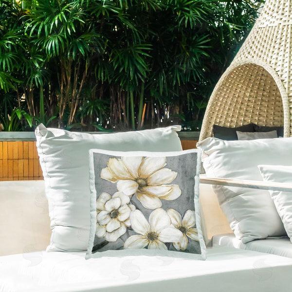 Stupell Industries Carol Robinson | White Garden Glow Buds Printed Throw Pillow