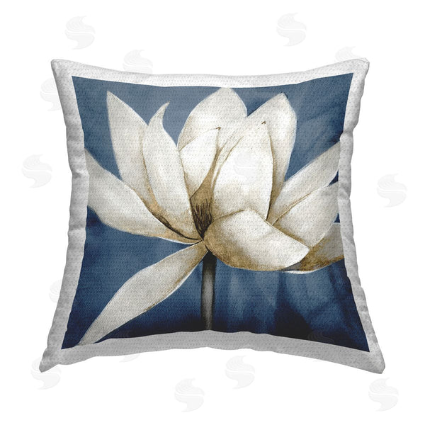 Stupell Industries Carol Robinson | White Lotus Blooms Printed Throw Pillow