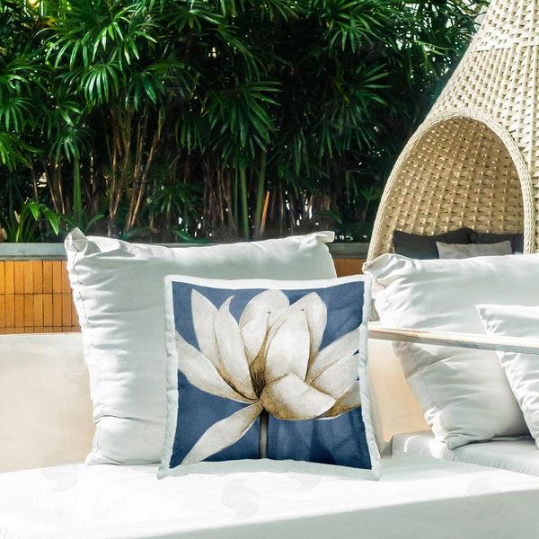 Stupell Industries Carol Robinson | White Lotus Blooms Printed Throw Pillow