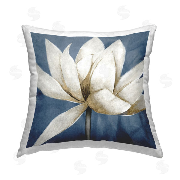 stupell industries Carol Robinson | White Lotus Blooms Printed Throw Pillow