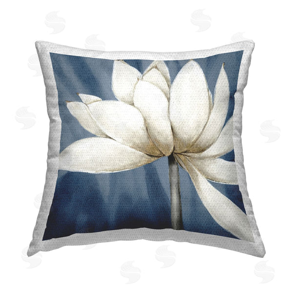 Stupell Industries Carol Robinson | White Lotus Petals Printed Throw Pillow