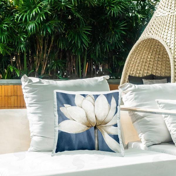 Stupell Industries Carol Robinson | White Lotus Petals Printed Throw Pillow