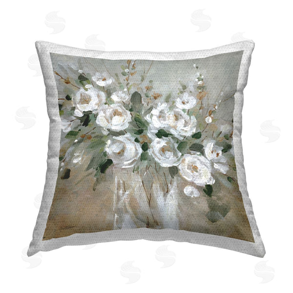 Stupell Industries Carol Robinson | White Rose Party Bouquet Printed Throw Pillow