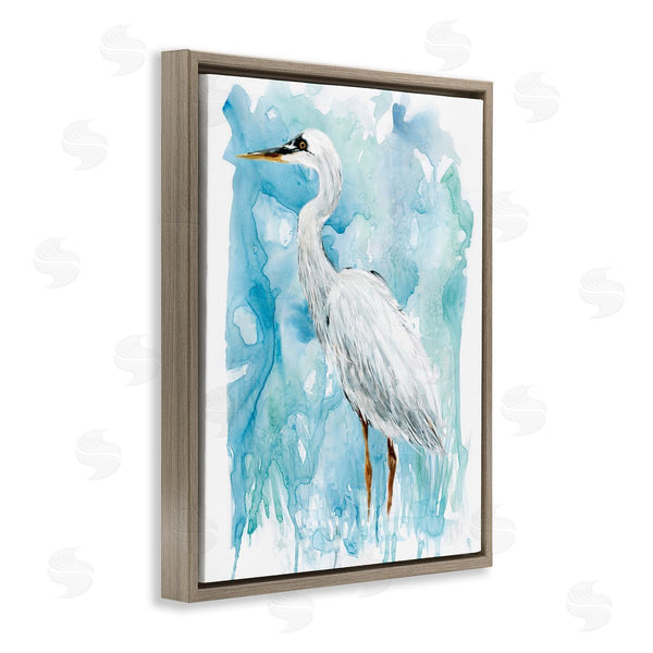 Stupell Industries Carol Robinson | Whooping Crane Solemn Still Life Blue Marsh Water Wall Art