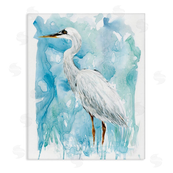 stupell industries Carol Robinson | Whooping Crane Solemn Still Life Blue Marsh Water Wall Art