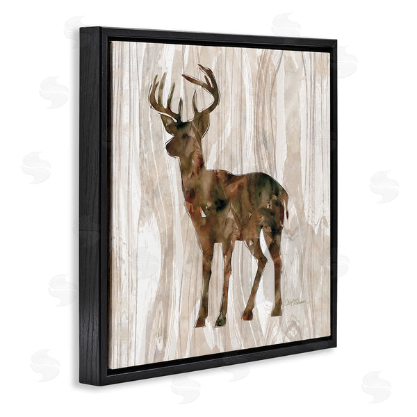 Stupell Industries Carol Robinson | Wilderness Buck Watercolor Silhouette Rustic Grain Pattern Wall Art