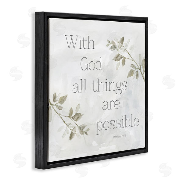 Stupell Industries Carol Robinson | With God All Things Possible Floral Sprig Religious Phrase Wall Art