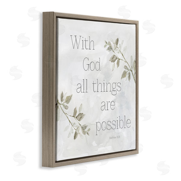 Stupell Industries Carol Robinson | With God All Things Possible Floral Sprig Religious Phrase Wall Art