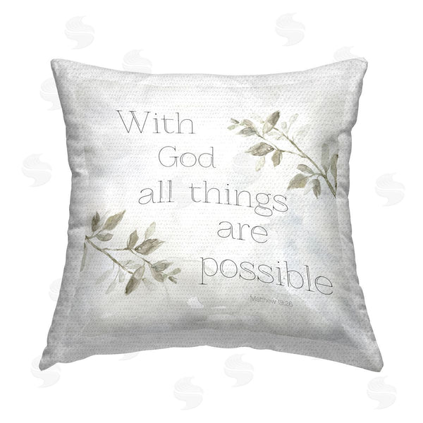 Stupell Industries Carol Robinson | With God All Things Sentiment Printed Throw Pillow