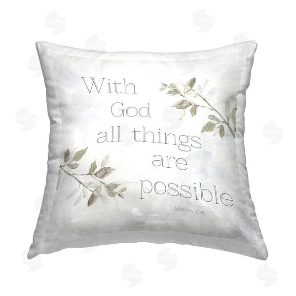 stupell industries Carol Robinson | With God All Things Sentiment Printed Throw Pillow