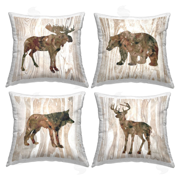 stupell industries Carol Robinson | Woodland Animal Silhouettes Printed Throw Pillow Set