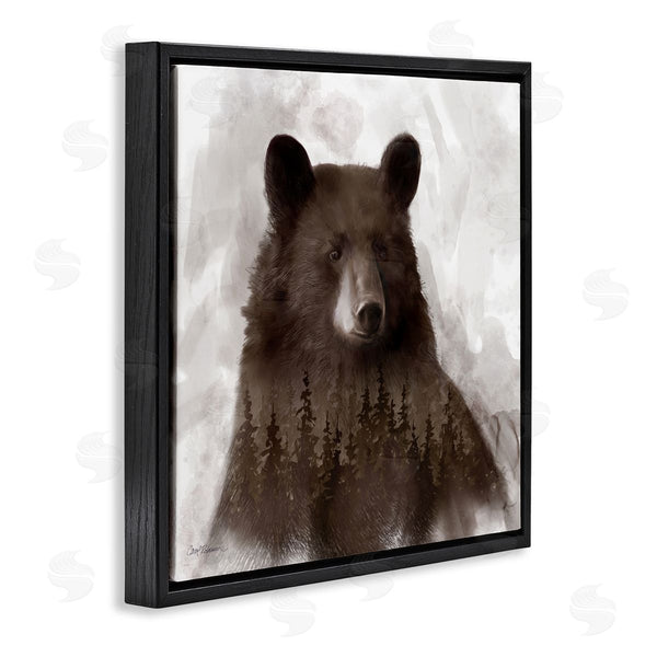 Stupell Industries Carol Robinson | Woodland Brown Bear Portrait Abstract Pine Tree Forest Wall Art