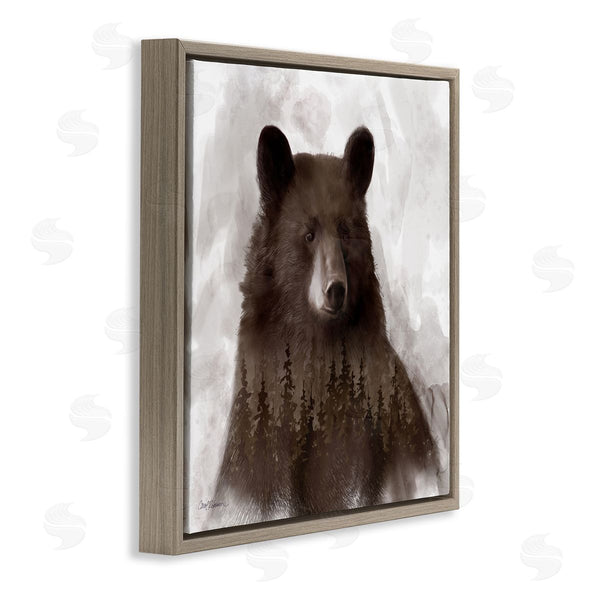 Stupell Industries Carol Robinson | Woodland Brown Bear Portrait Abstract Pine Tree Forest Wall Art