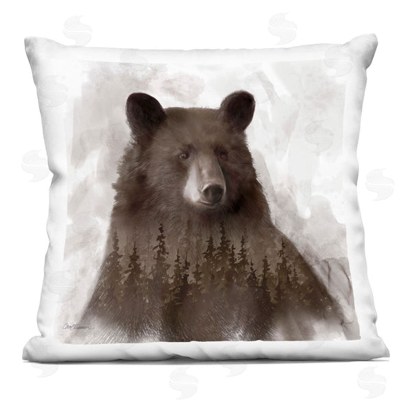 stupell industries Carol Robinson | Woodland Brown Bear Printed Throw Pillow