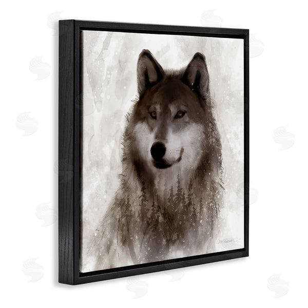 Stupell Industries Carol Robinson | Woodland Wild Wolf Portrait Abstract Fir Tree Forest Wall Art