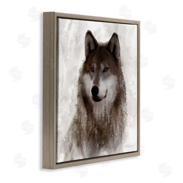 Stupell Industries Carol Robinson | Woodland Wild Wolf Portrait Abstract Fir Tree Forest Wall Art