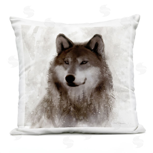Stupell Industries Carol Robinson | Woodland Wolf Portrait Printed Throw Pillow