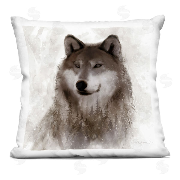 stupell industries Carol Robinson | Woodland Wolf Portrait Printed Throw Pillow