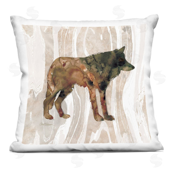 stupell industries Carol Robinson | Woodland Wolf Watercolor Printed Throw Pillow