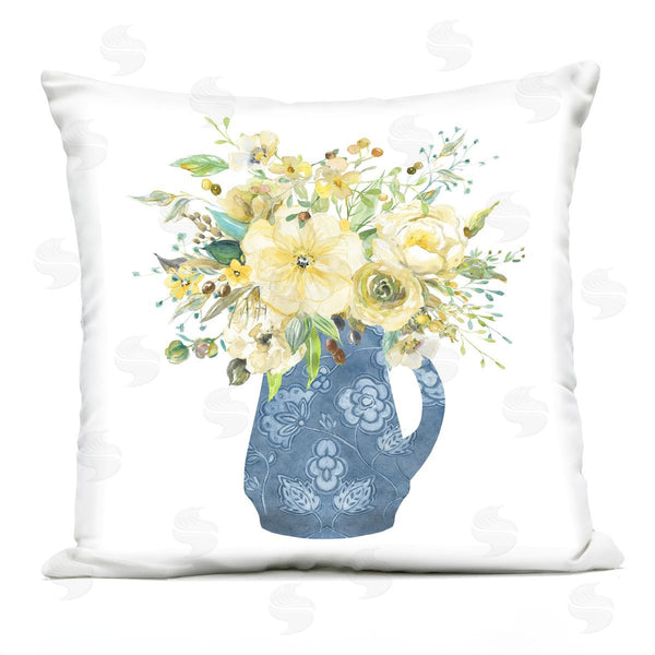 Stupell Industries Carol Robinson | Yellow & Blue Flower Vase Printed Throw Pillow