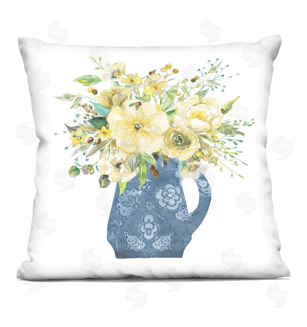 stupell industries Carol Robinson | Yellow & Blue Flower Vase Printed Throw Pillow