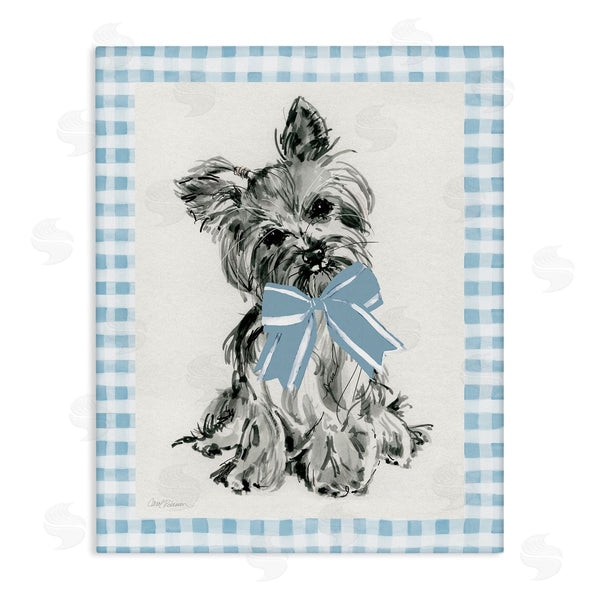 stupell industries Carol Robinson | Yorkie with Plaid Border