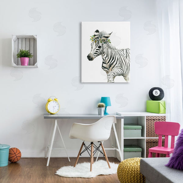 Stupell Industries Carol Robinson | Young Zebra Boho Fashion Chic Forest Crown Wall Art